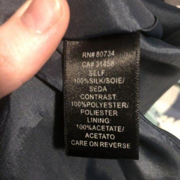 BCBG Paris Dress Floral Sleeveless Pleated Skirt Square Neck Silk Blue/Yellow 2 - Picture 11 of 13